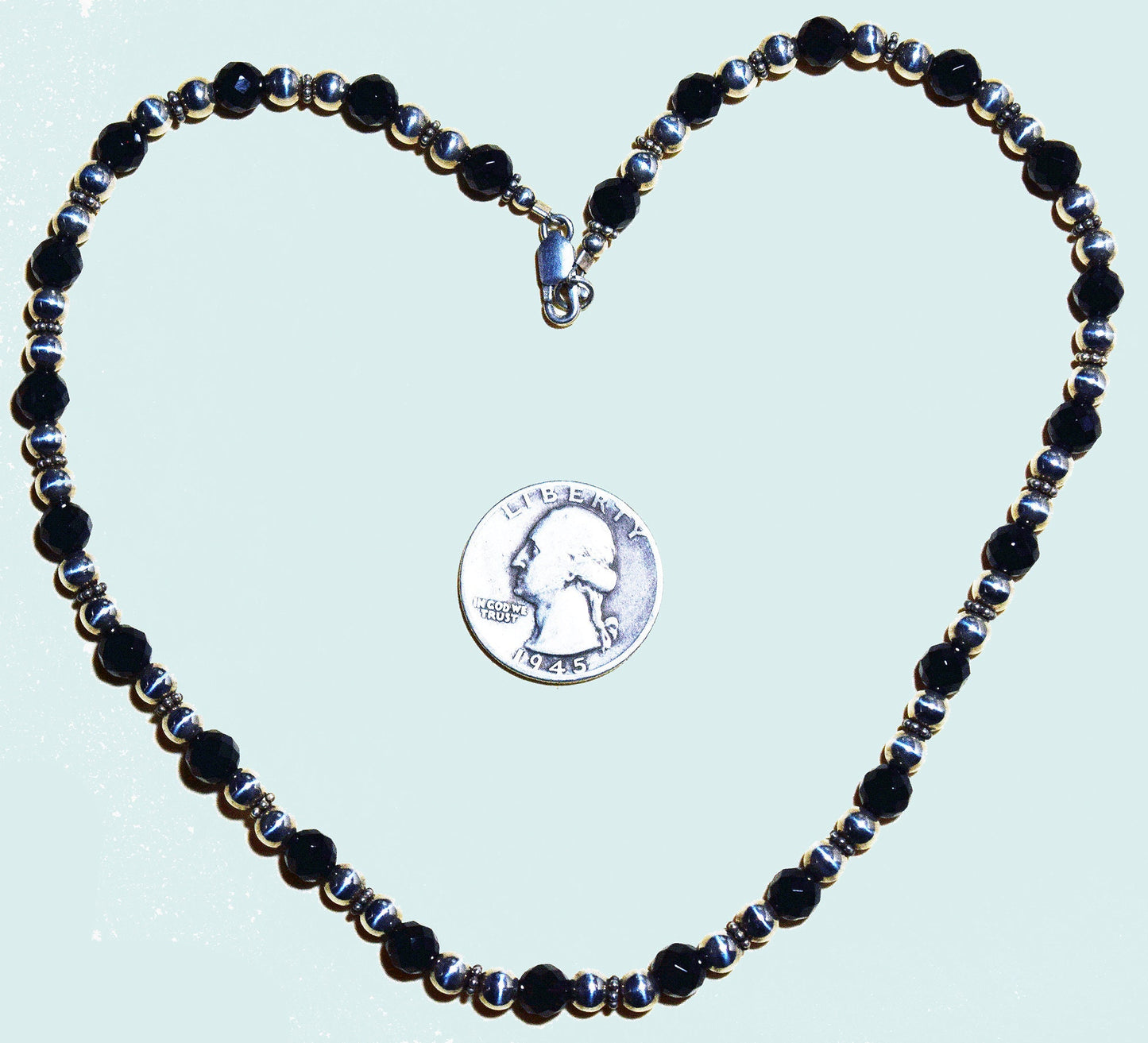 Sterling silver and faceted Black Onyx necklace