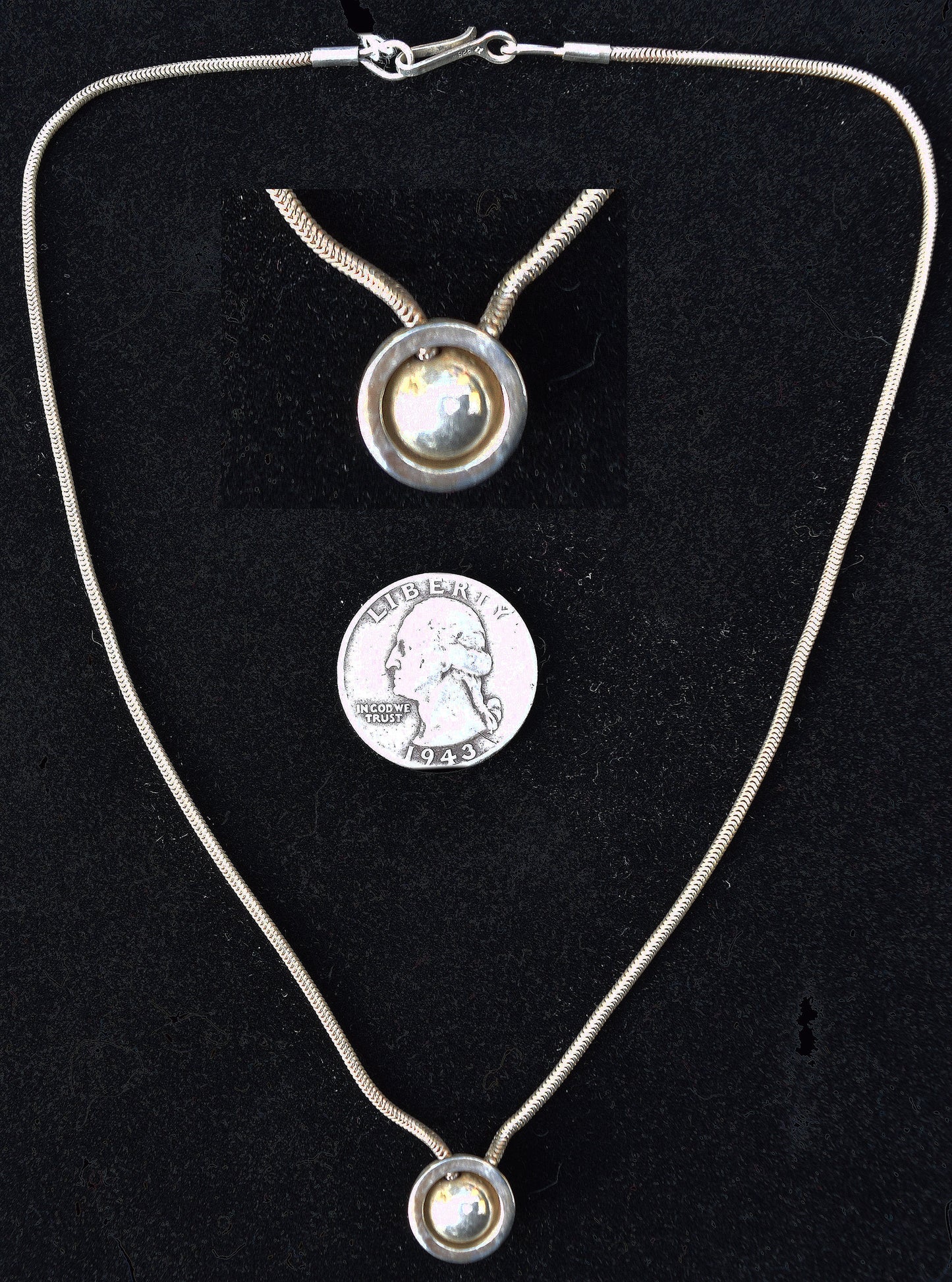 Unique vintage sterling silver snake link chain, 18 inches.