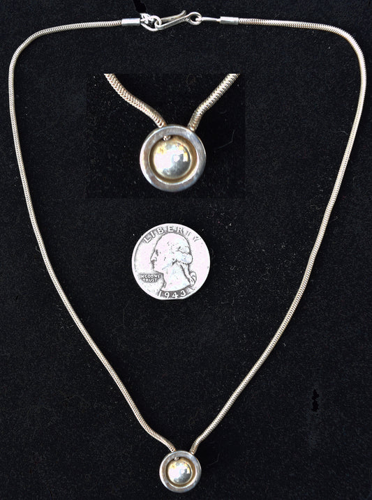 Unique vintage sterling silver snake link chain, 18 inches.