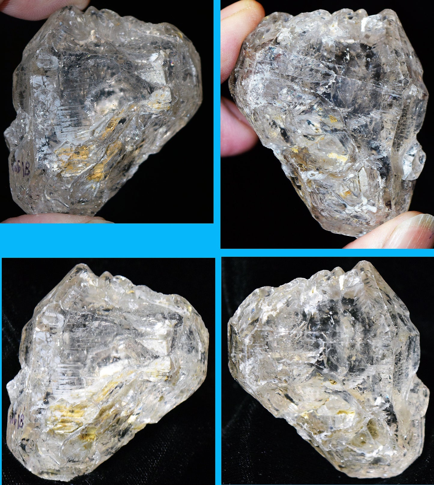 Nearly three-ounce multiply terminated, ice-clear, Elestial Namibian Quartz