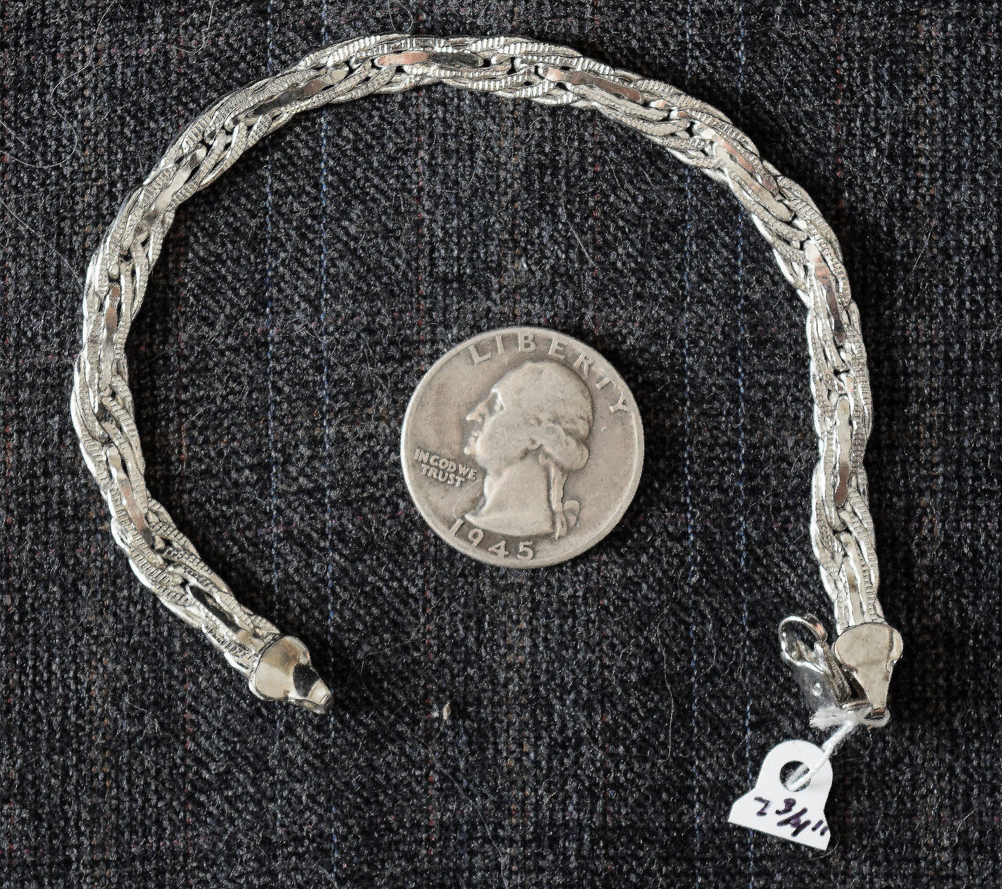 7 3/4 inch, sterling silver, heavy, fancy bracelet.