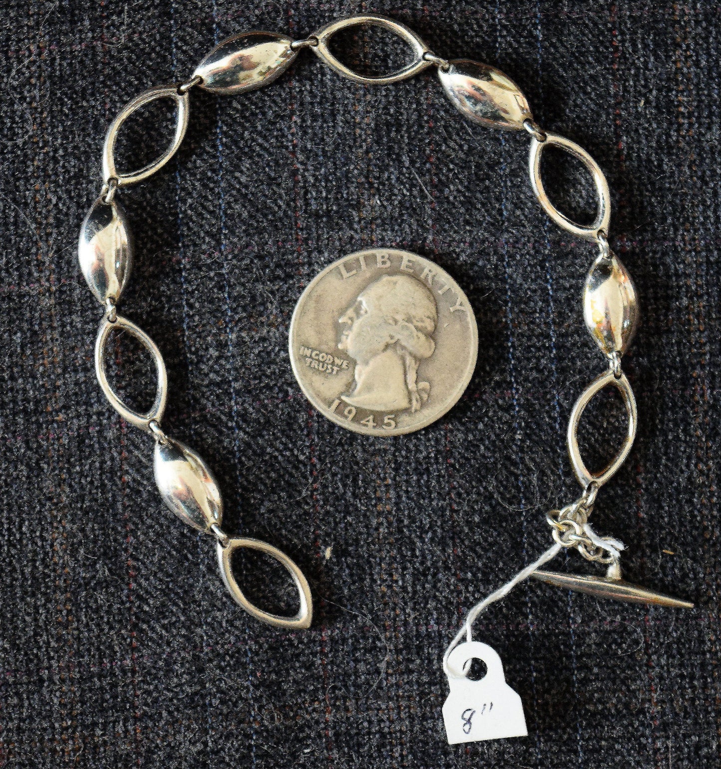 Stylish, heavy, fashionable sterling silver bracelet.