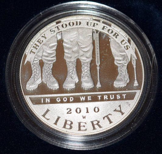 2010 Permanently Disabled Veterans Proof dollar  with original packaging and COA