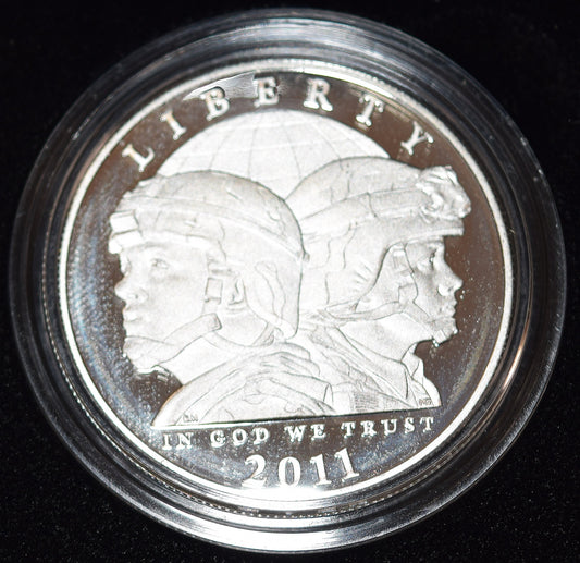 2011 Silver PROOF U.S. Army Dollar with original packaging and COA