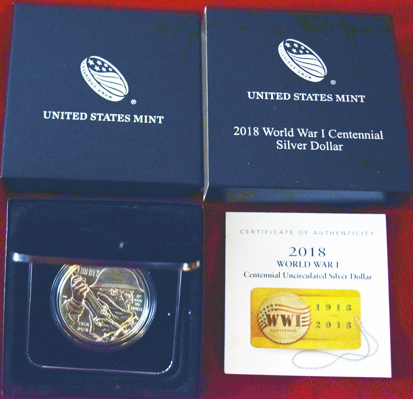 Uncirculated, 2011 U.S. Army Silver dollar in original packaging, with COA