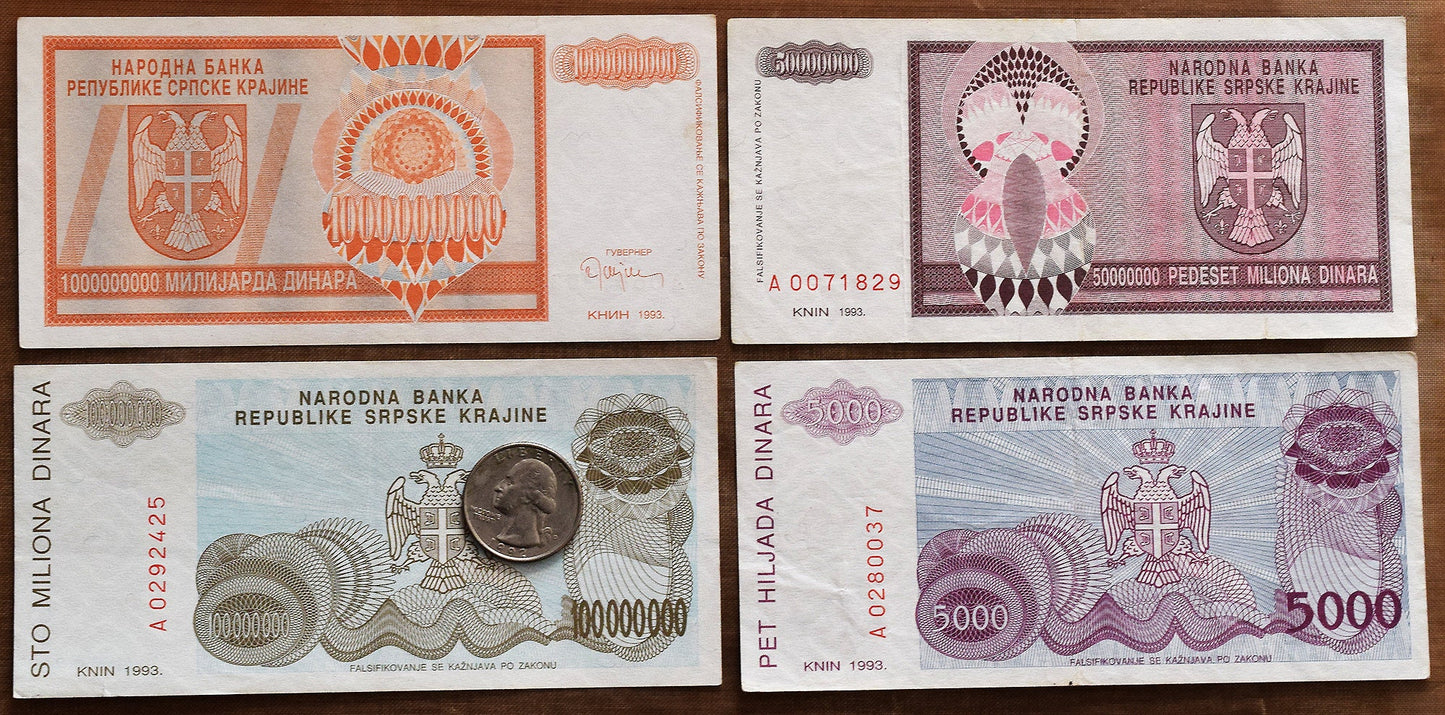 Over a Trillion! Serbian Krajina currency from 1993