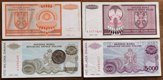 Over a Trillion! Serbian Krajina currency from 1993