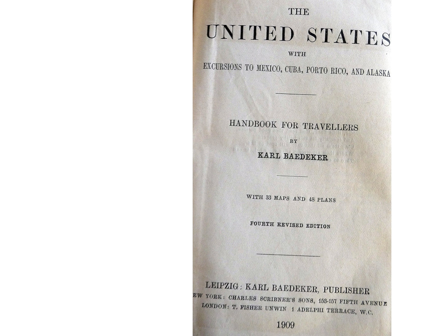 1909 Baedecker?s United States tour guide - Excellent condition!