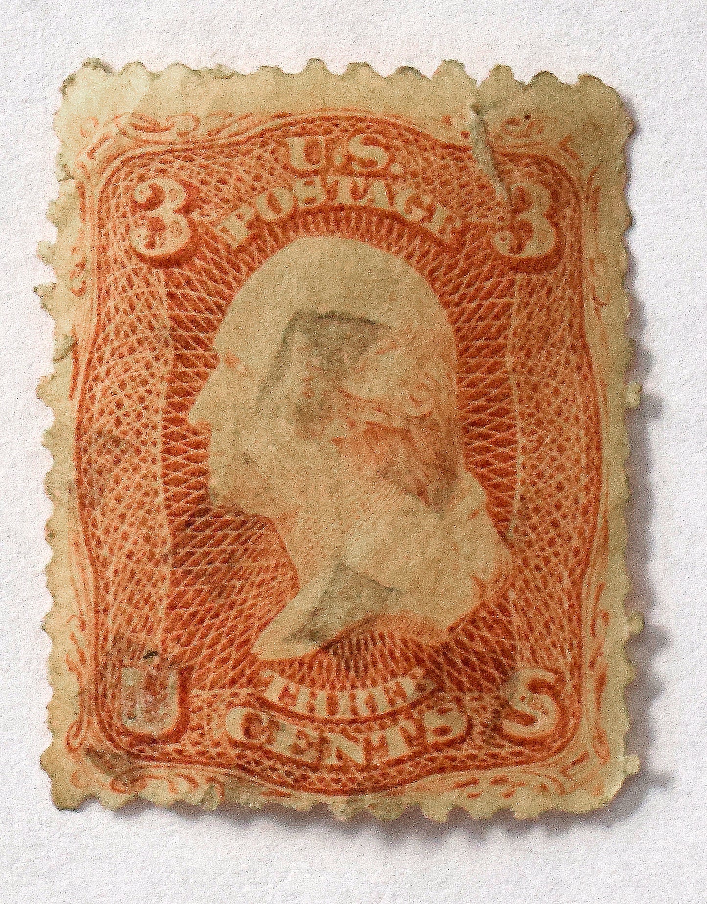 1861 3 cent rose U.S. Stamp, U.S. Postage Stamp, Scott Number 64