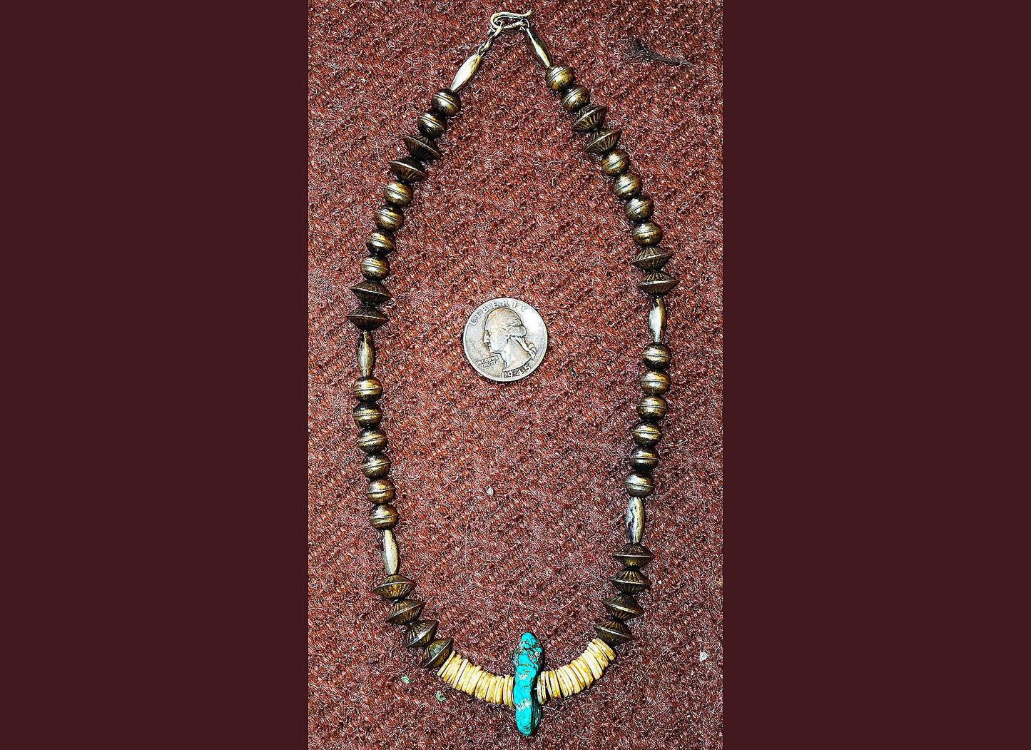 Restored, vintage Native American necklace, with hand-crafted Sterling Silver beads and high-grade Kingman Turquoise!