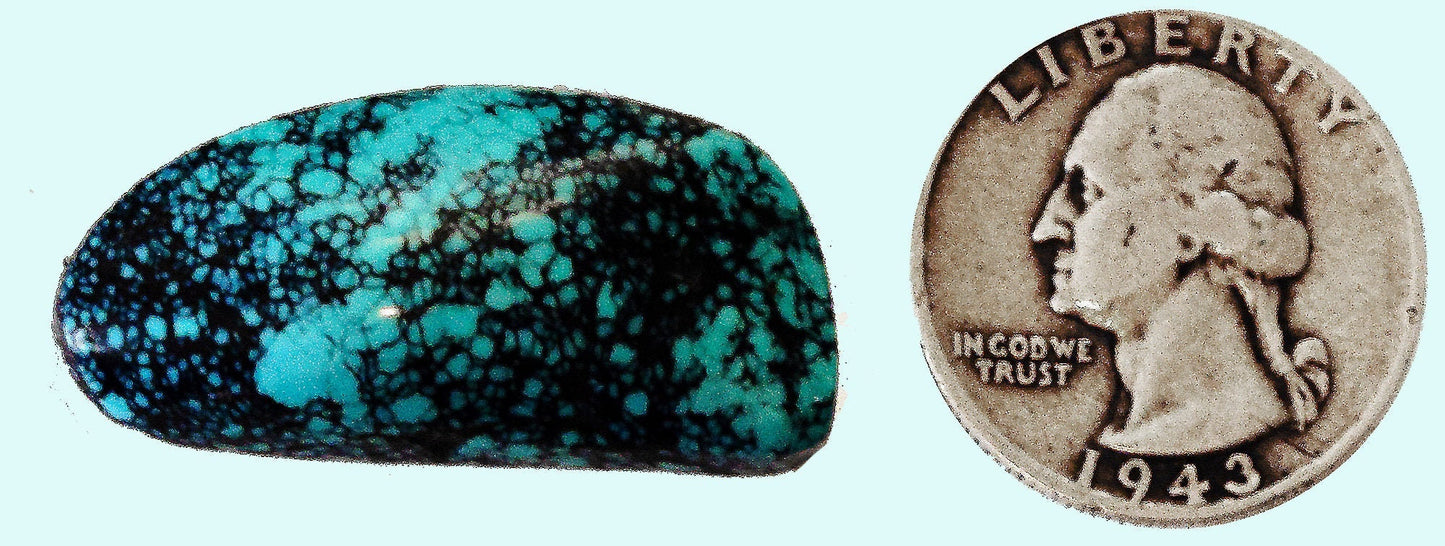 34.6 carat, freeform, natural, untreated, unbacked, spiderweb Turquoise