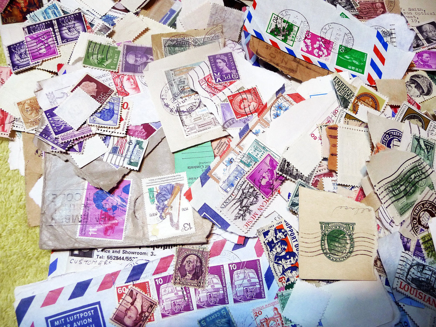UNSEARCHED! Almost 1.5 pounds of US and world stamps dating from the mid 1800's through the mid 1970's!