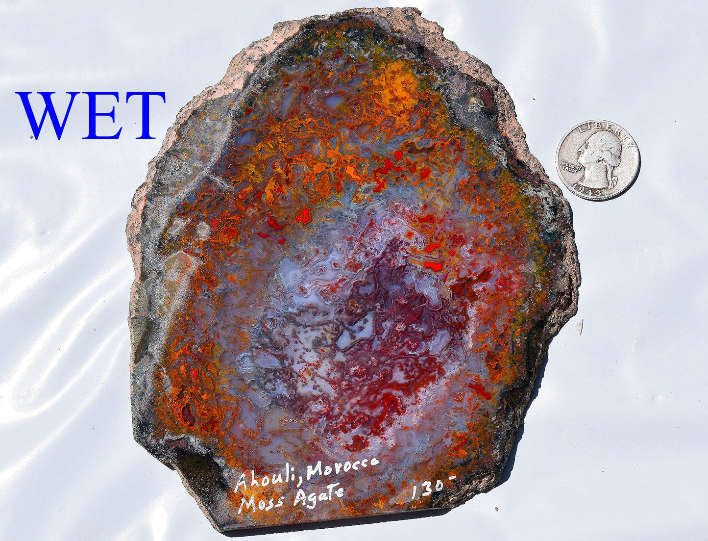Rare, multi-colored moss agate from the Ahouli beds in Morocco. #2