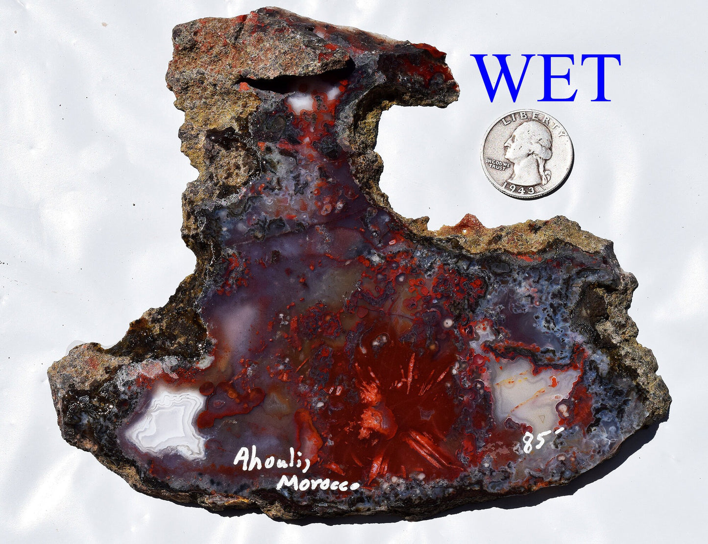 Rare, multi-colored moss agate from the Ahouli beds in Morocco. #6