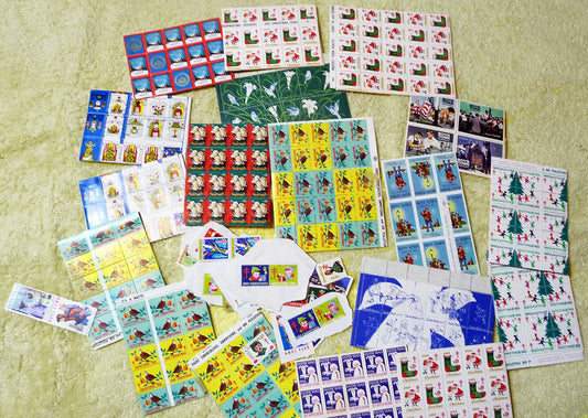 17 full sheets of 1960s and 1970s Christmas and Easter seals, Boy's Town seals, and featuring a sheet of 1966 NAACP Christmas seals!