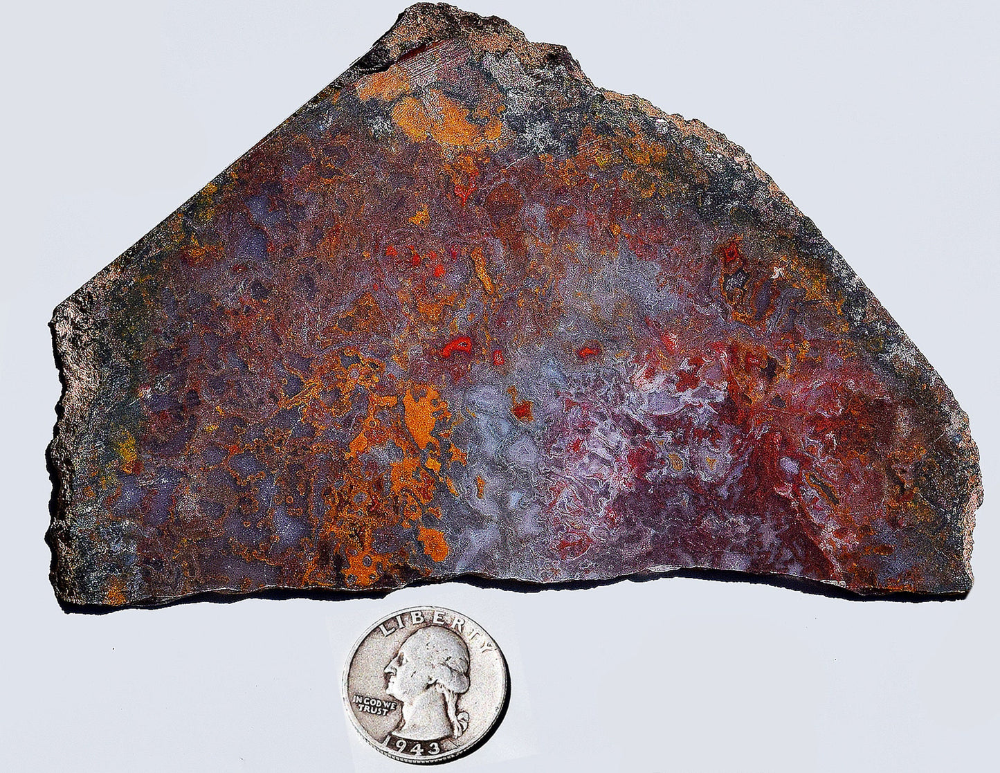 Rare, multi-colored moss agate from the Ahouli beds in Morocco. #1