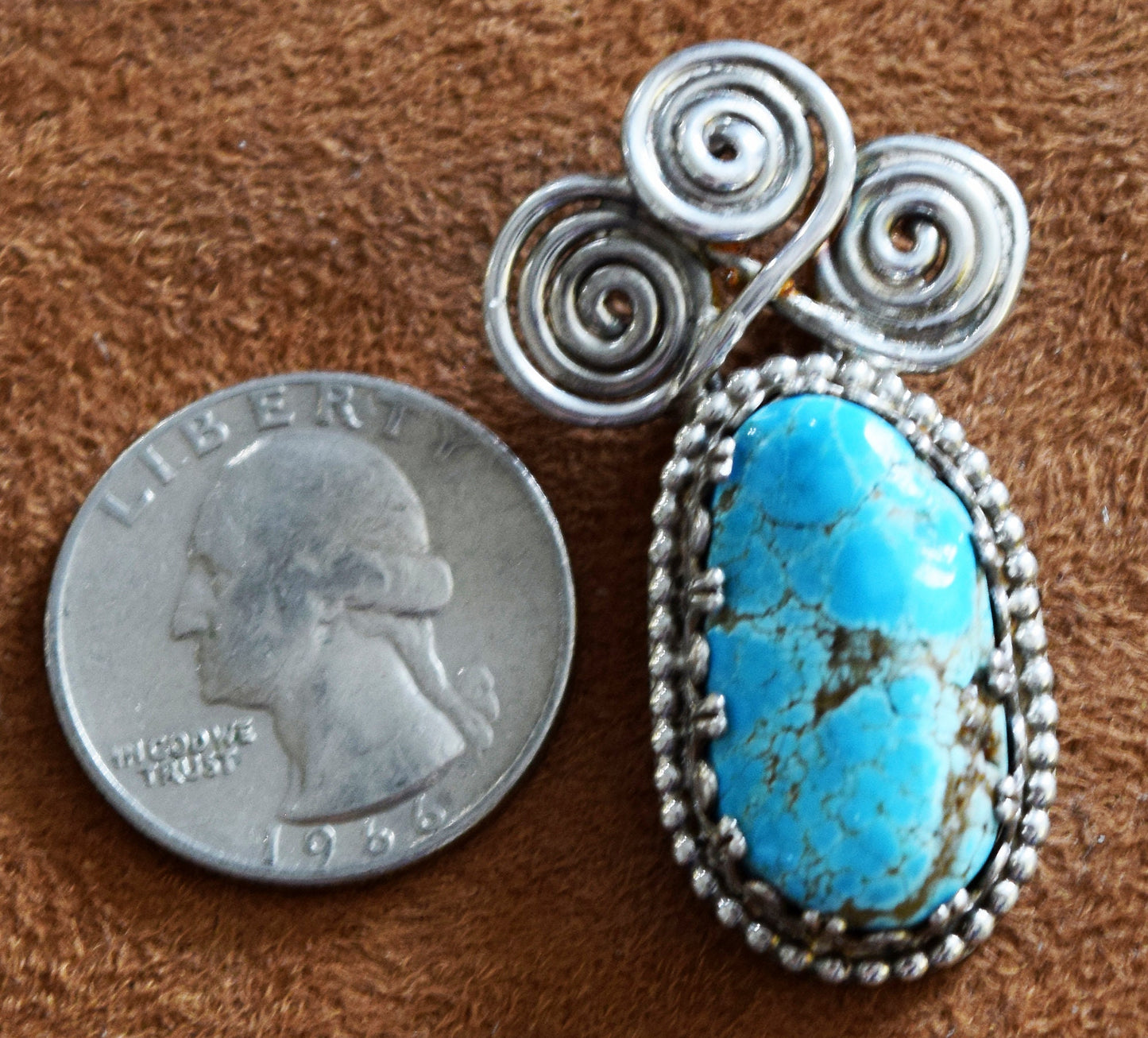 RARE, 100% natural Blue Moon Turquoise pendant