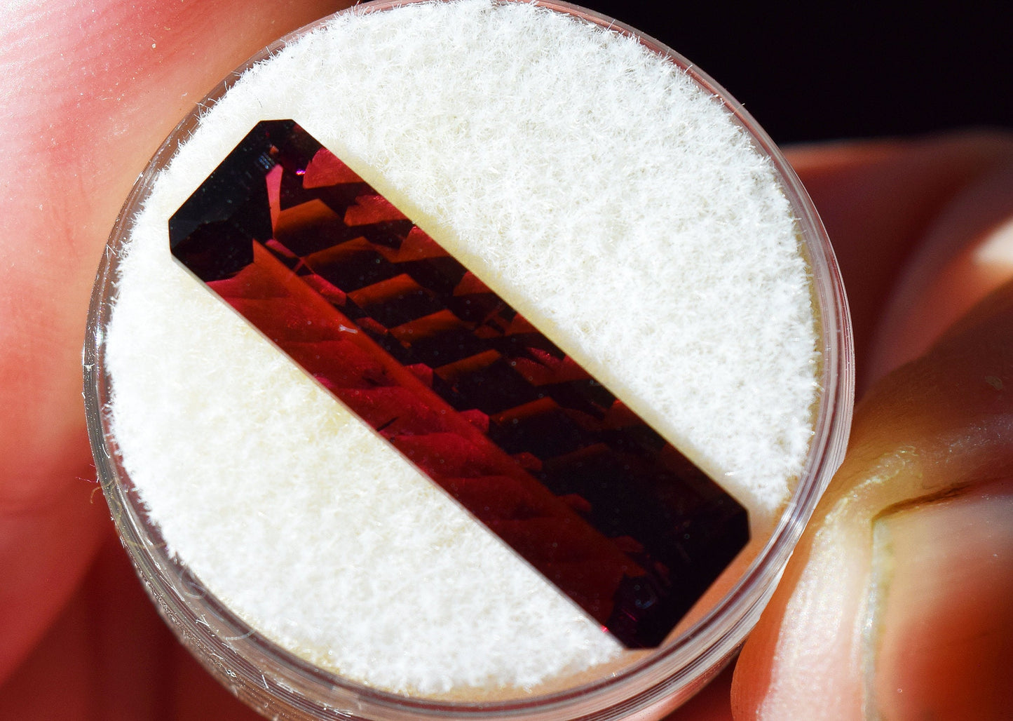 Rare red Tourmaline (Rubellite) from Nigeria. Concave cut masterpiece. 5.68 carats of heaven!