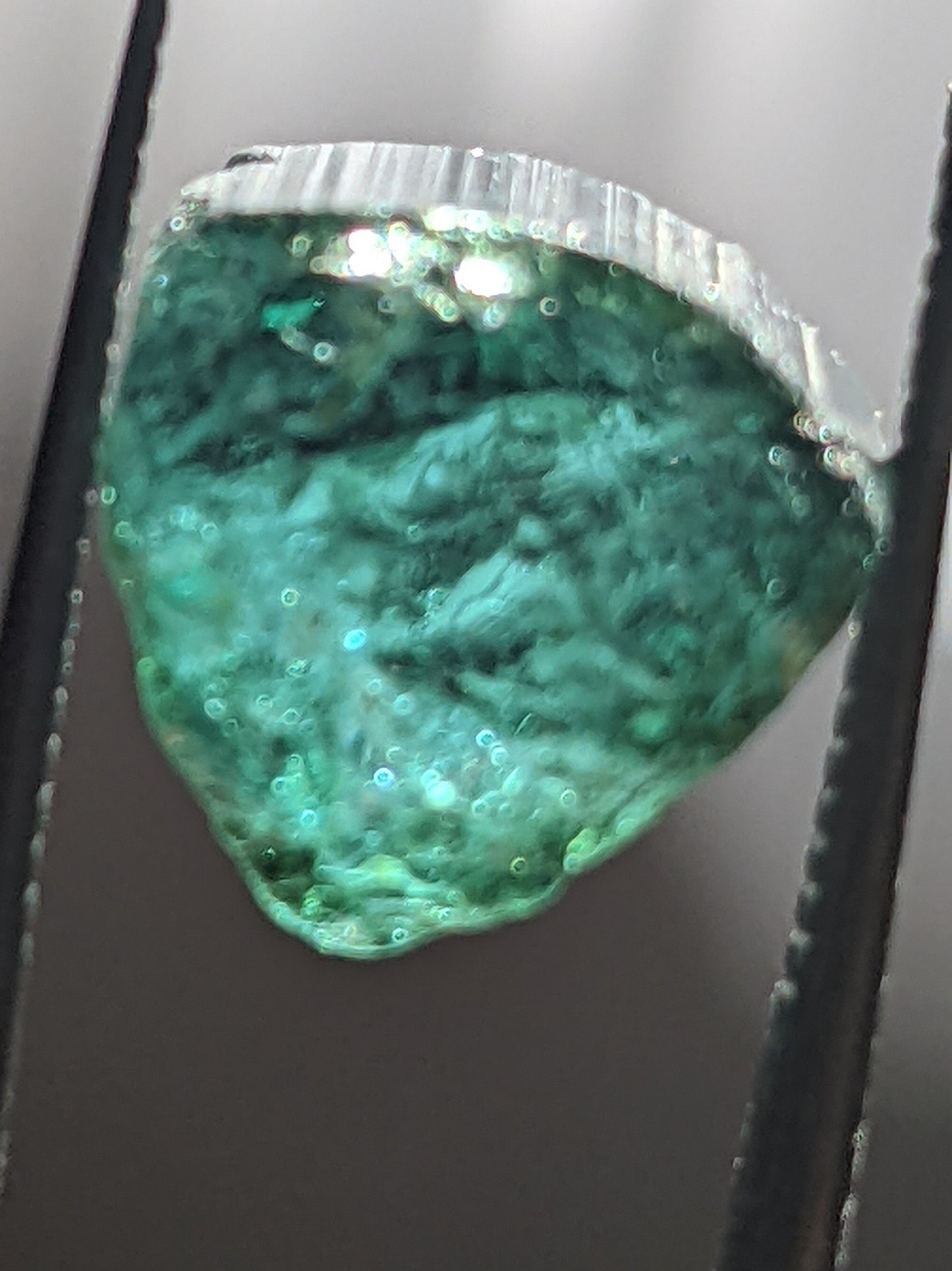 Beautiful, nearly 8 carat, dark teal African tourmaline rough.