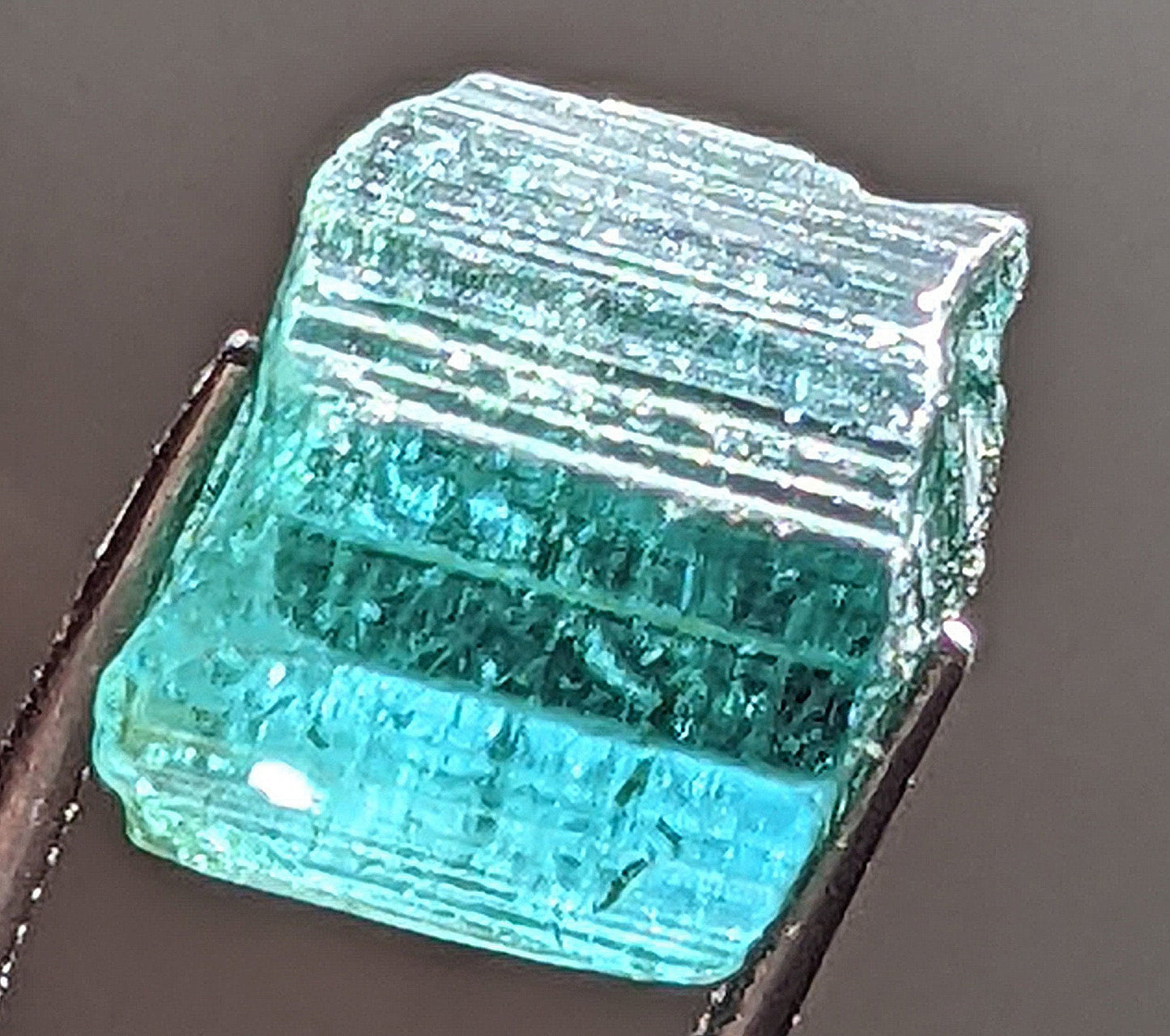 Beautiful, nearly 8 carat, dark teal African tourmaline rough.