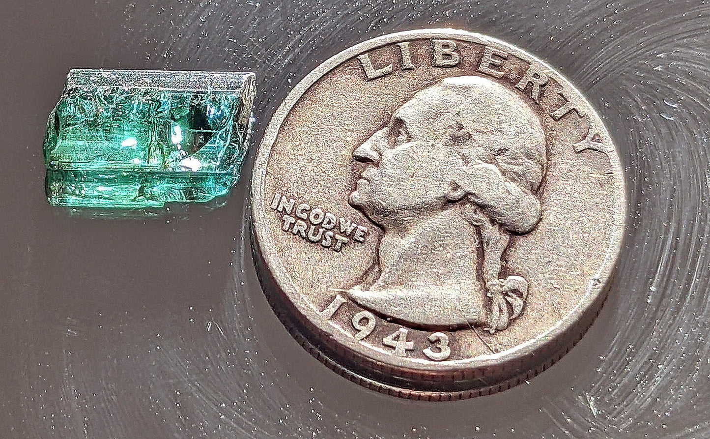 Beautiful, 5 carat teal green old stock tourmaline crystal fragment from Africa