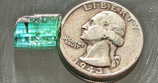 Beautiful, 5 carat teal green old stock tourmaline crystal fragment from Africa