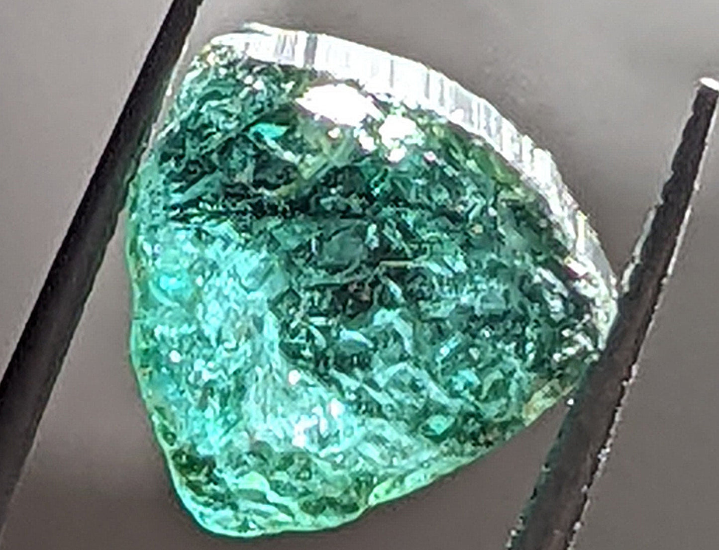 Beautiful, nearly 8 carat, dark teal African tourmaline rough.