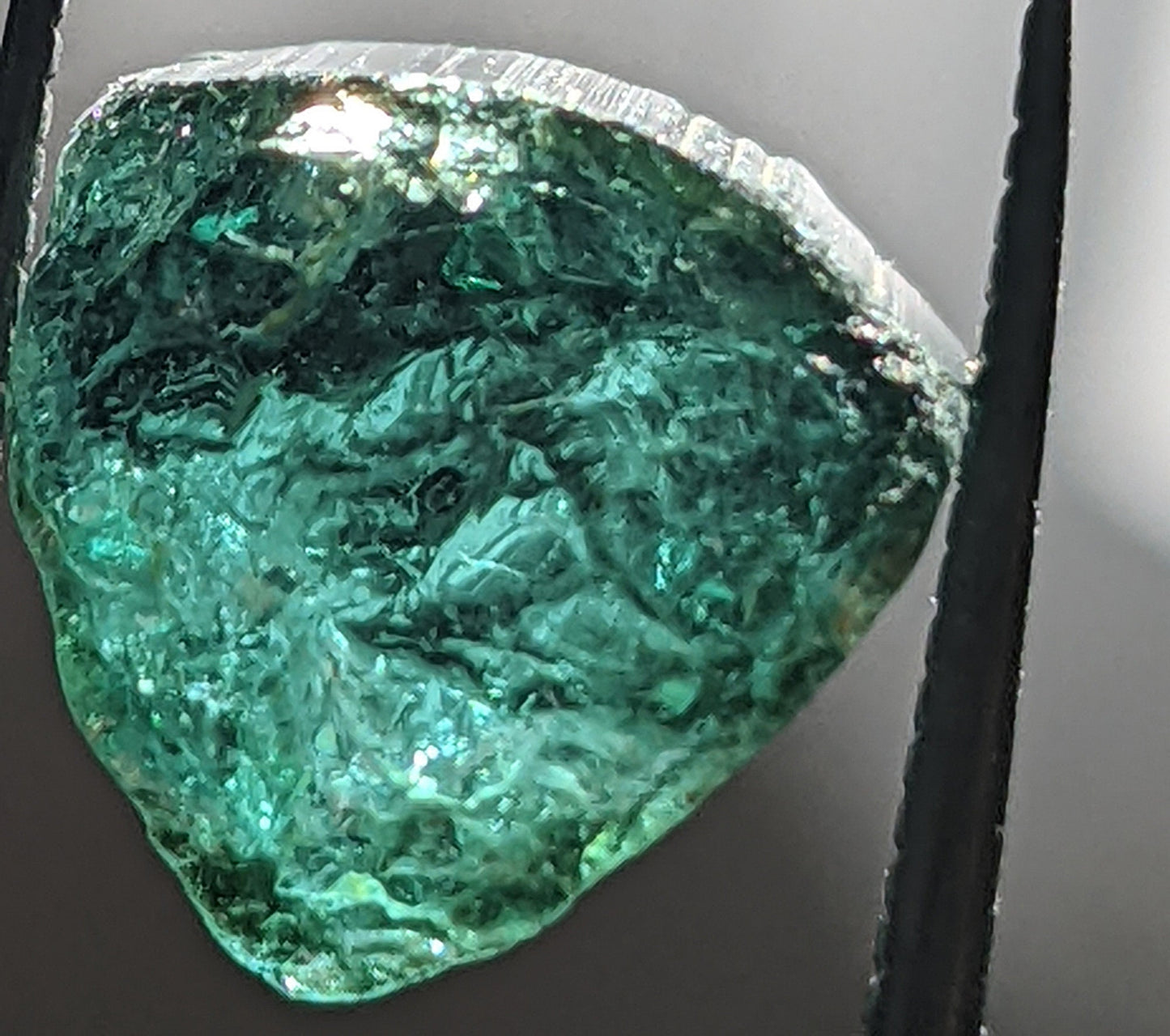 Beautiful, nearly 8 carat, dark teal African tourmaline rough.