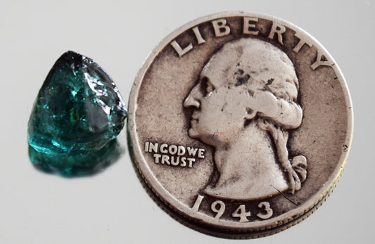 Beautiful, nearly 8 carat, dark teal African tourmaline rough.