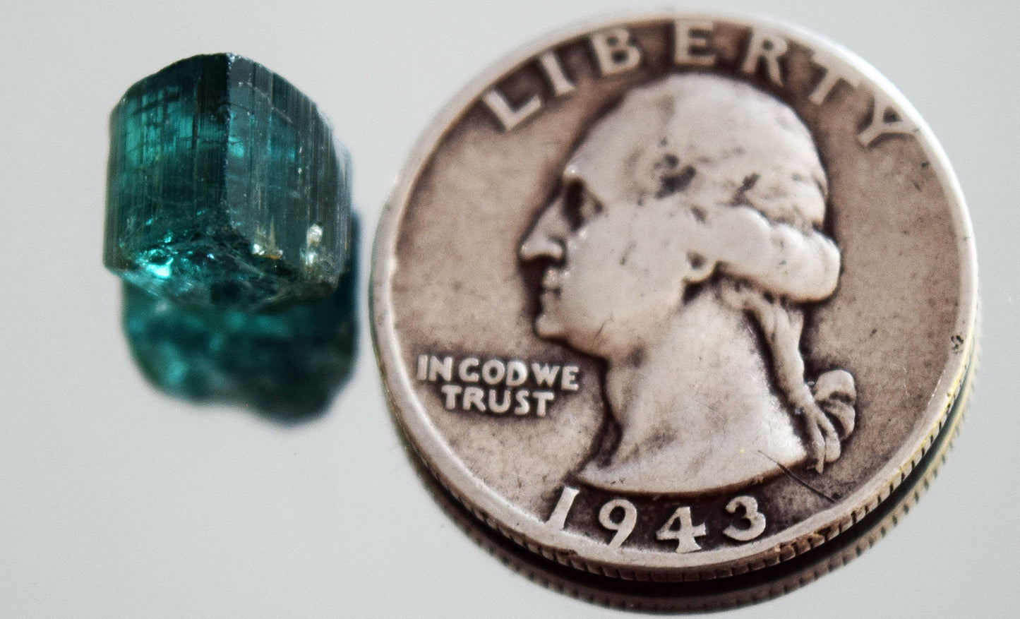 Beautiful, nearly 8 carat, dark teal African tourmaline rough.