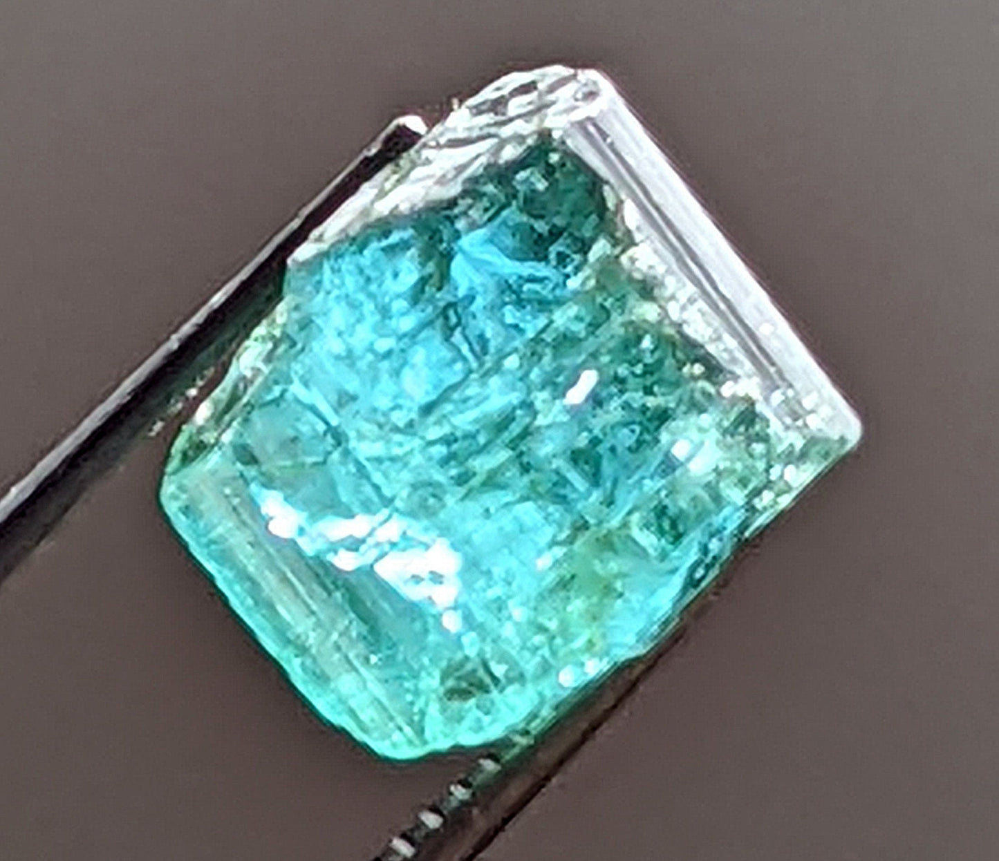 Beautiful, nearly 8 carat, dark teal African tourmaline rough.