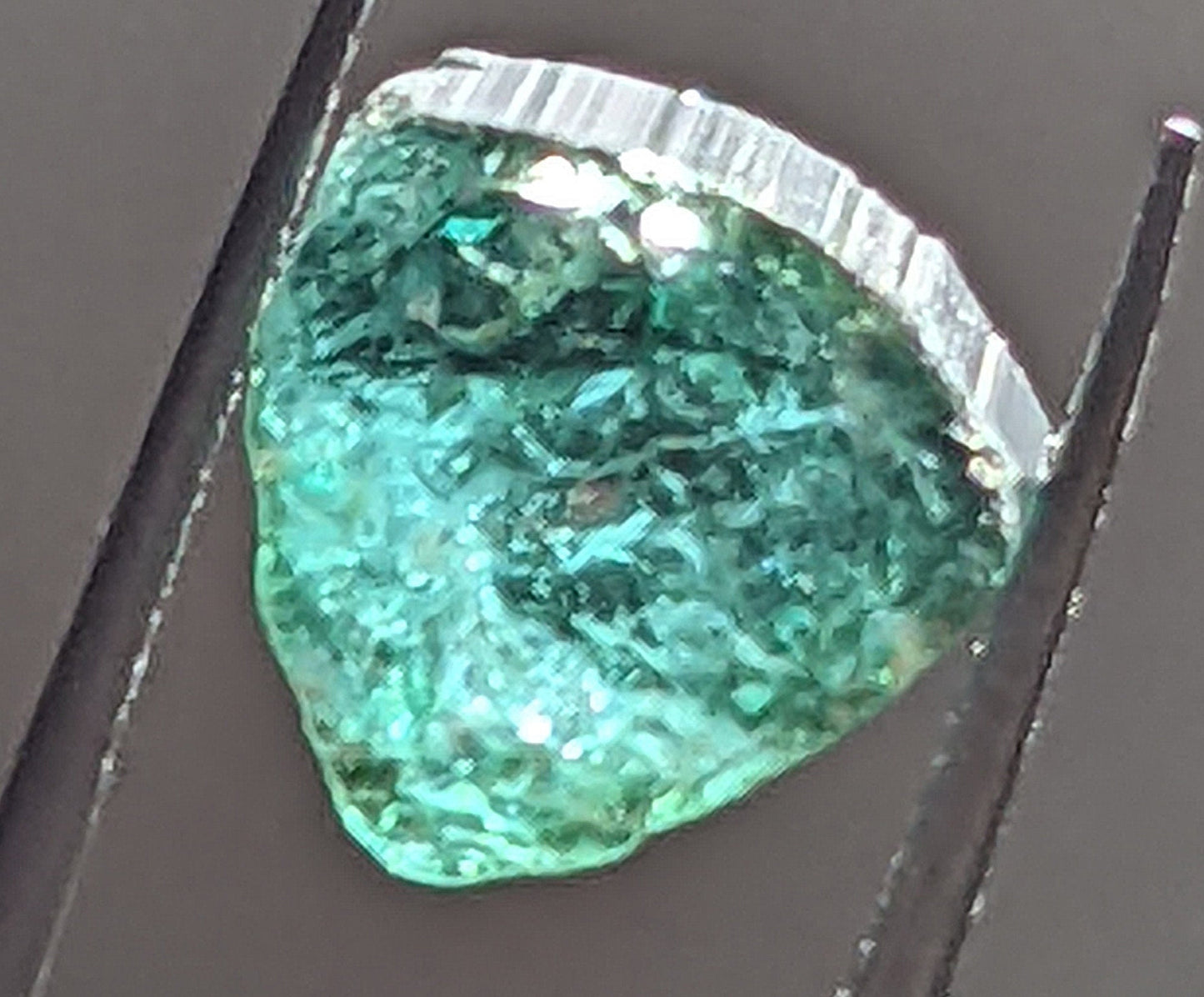 Beautiful, nearly 8 carat, dark teal African tourmaline rough.