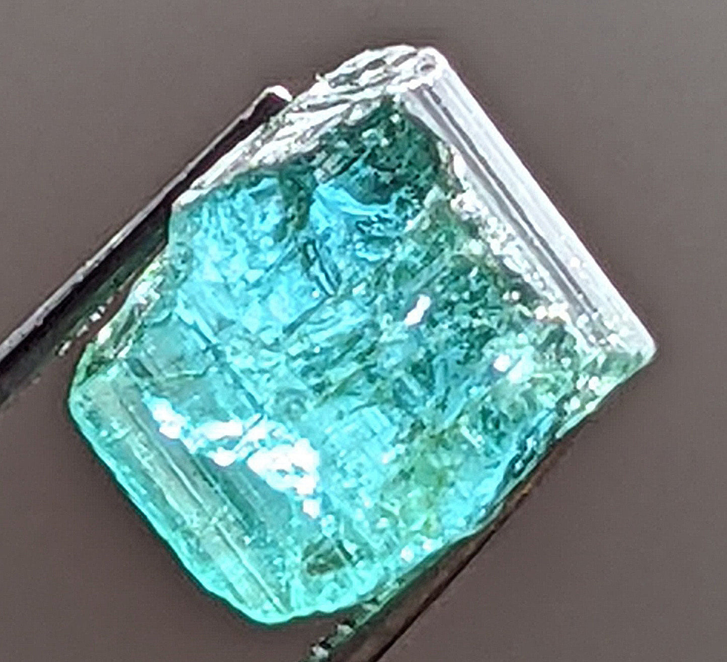Beautiful, nearly 8 carat, dark teal African tourmaline rough.