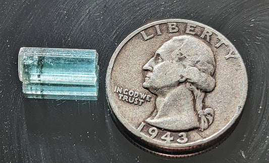 What a lovely light blue tourmaline crystal!  Old stock Indicolite from Africa.  4.5 carats.