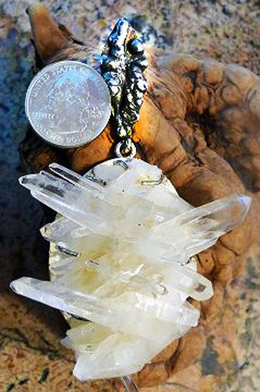 Ice-clear Quartz crystal pendant