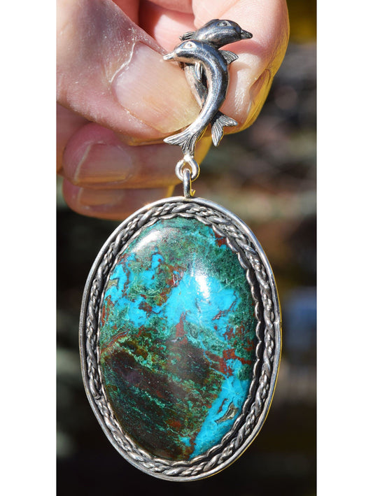 Handmade Sterling Silver and Chrysacolla pendant