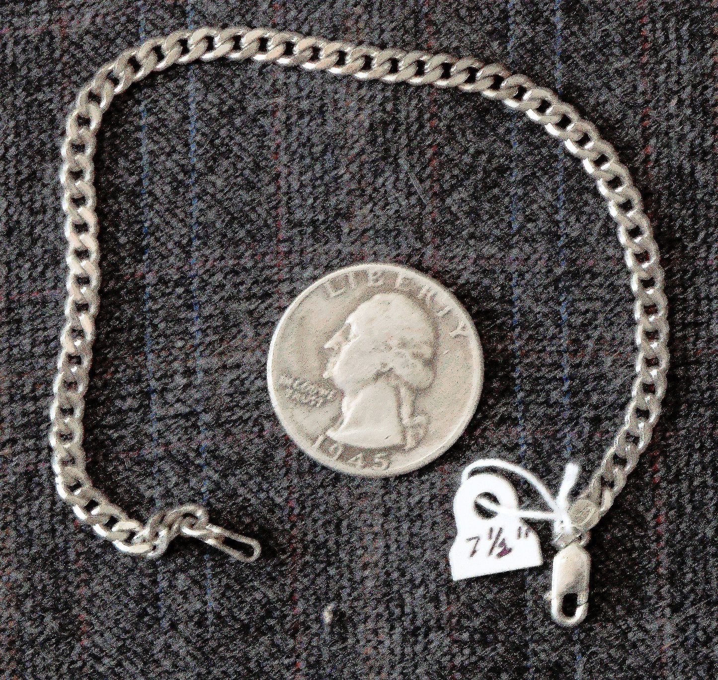 Heavy, 7 1/2 inch sterling silver curb link bracelet