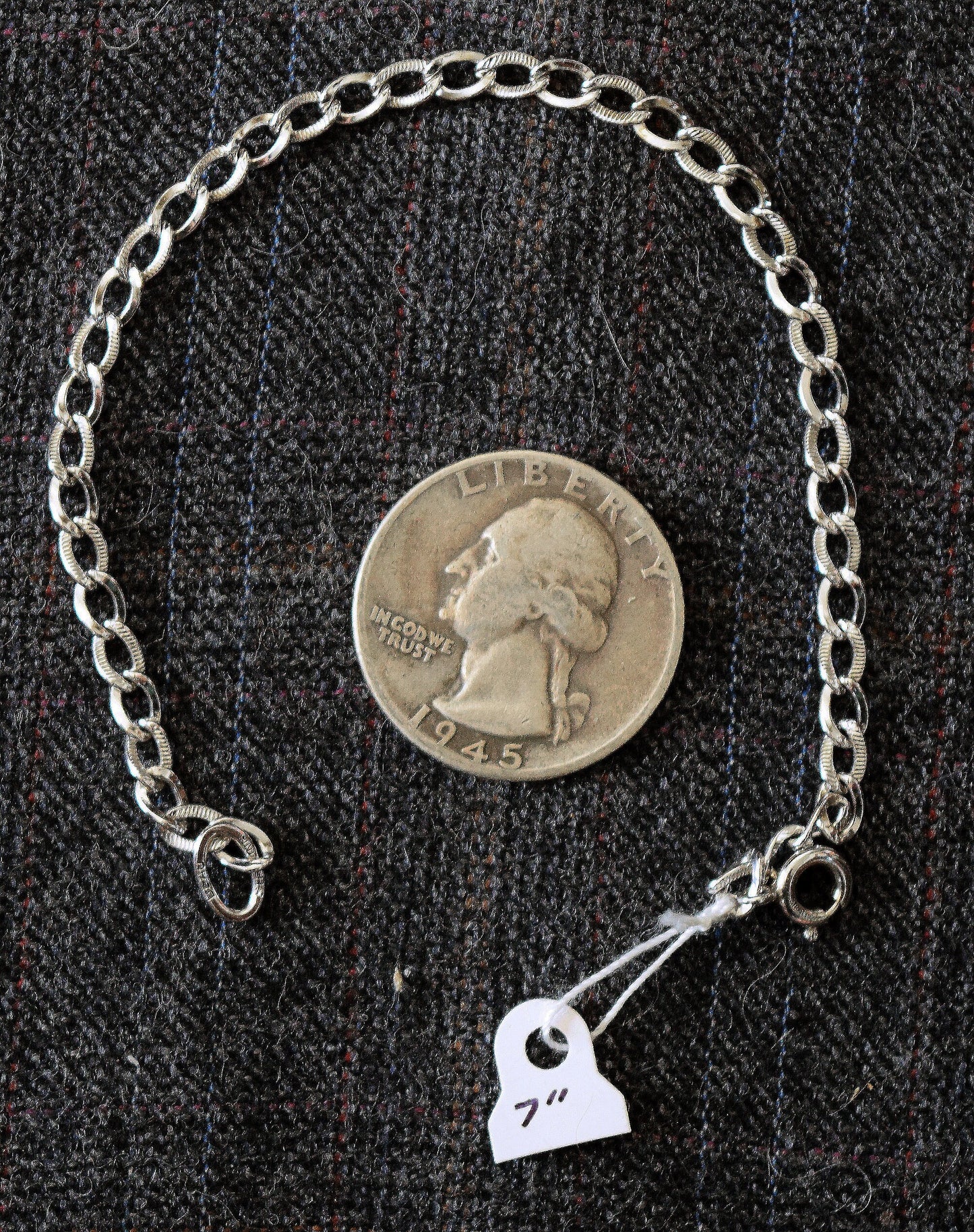 7 inch open link, sterling silver bracelet