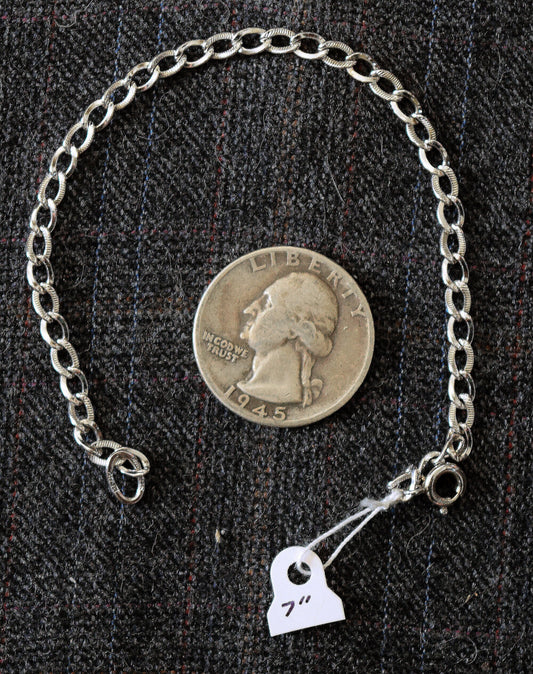 7 inch open link, sterling silver bracelet