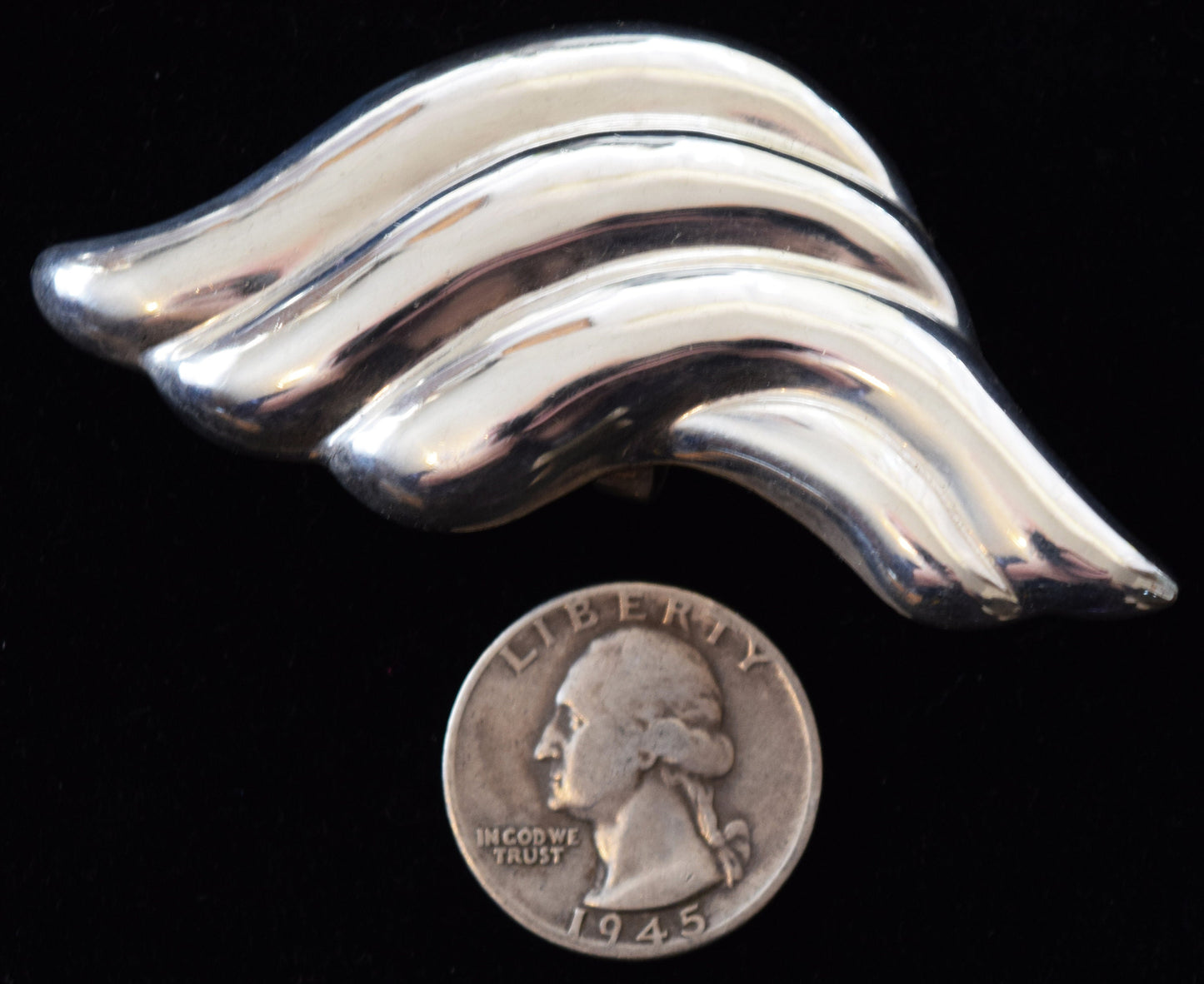 Vintage sterling silver &quot;wave&quot; pin