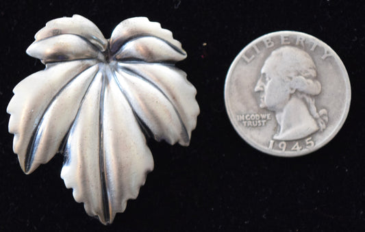 Vintage brushed, sterling silver leaf ? 1950s