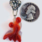 Hand carved agate Koi in handmade Sterling Silver pendant.