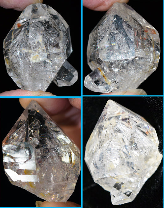 Beautiful, ice-clear, Doubly terminated Elestial Namibian Quartz with twin.