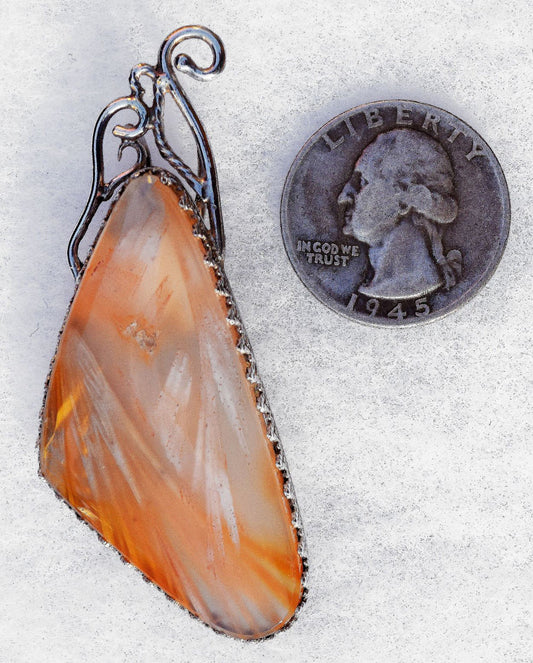 Gorgeous! Peach Sandalwood agate in a handmade, sterling silver pendant!