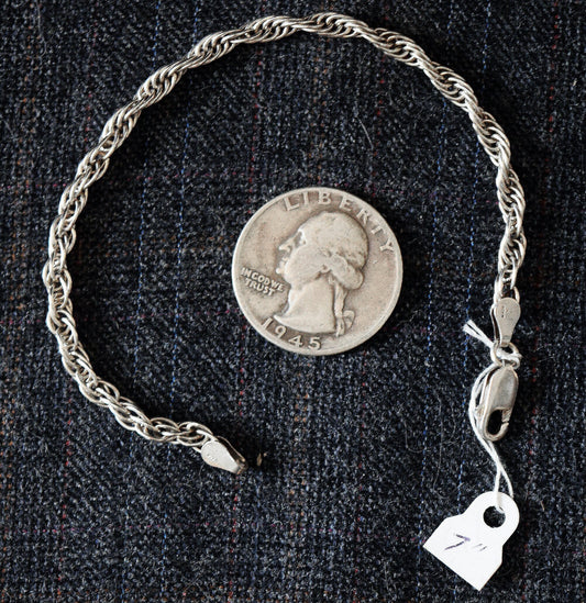 7 inch rope bracelet in sterling silver