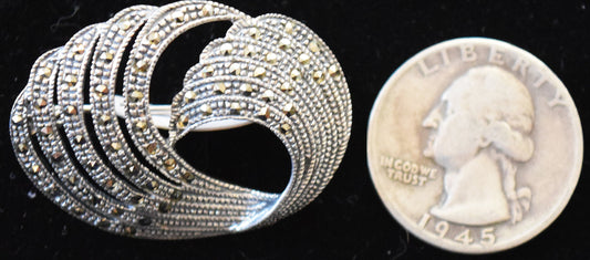 Get ready for glitter Gulch!  Marcasite&#39;s in vintage sterling silver pin