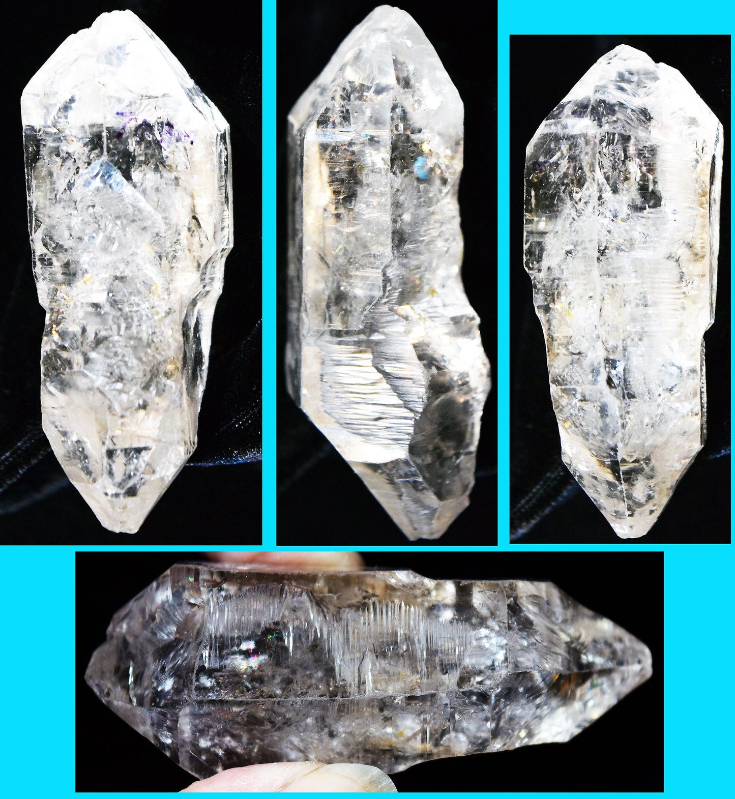 Magnificent, ice-clear, doubly terminated, Elestial Quartz crystal from Namibia.