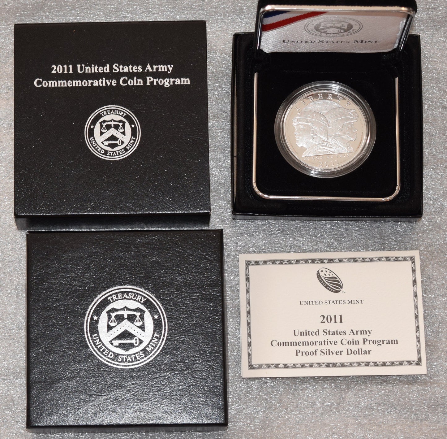 2011 Silver PROOF U.S. Army Dollar with original packaging and COA