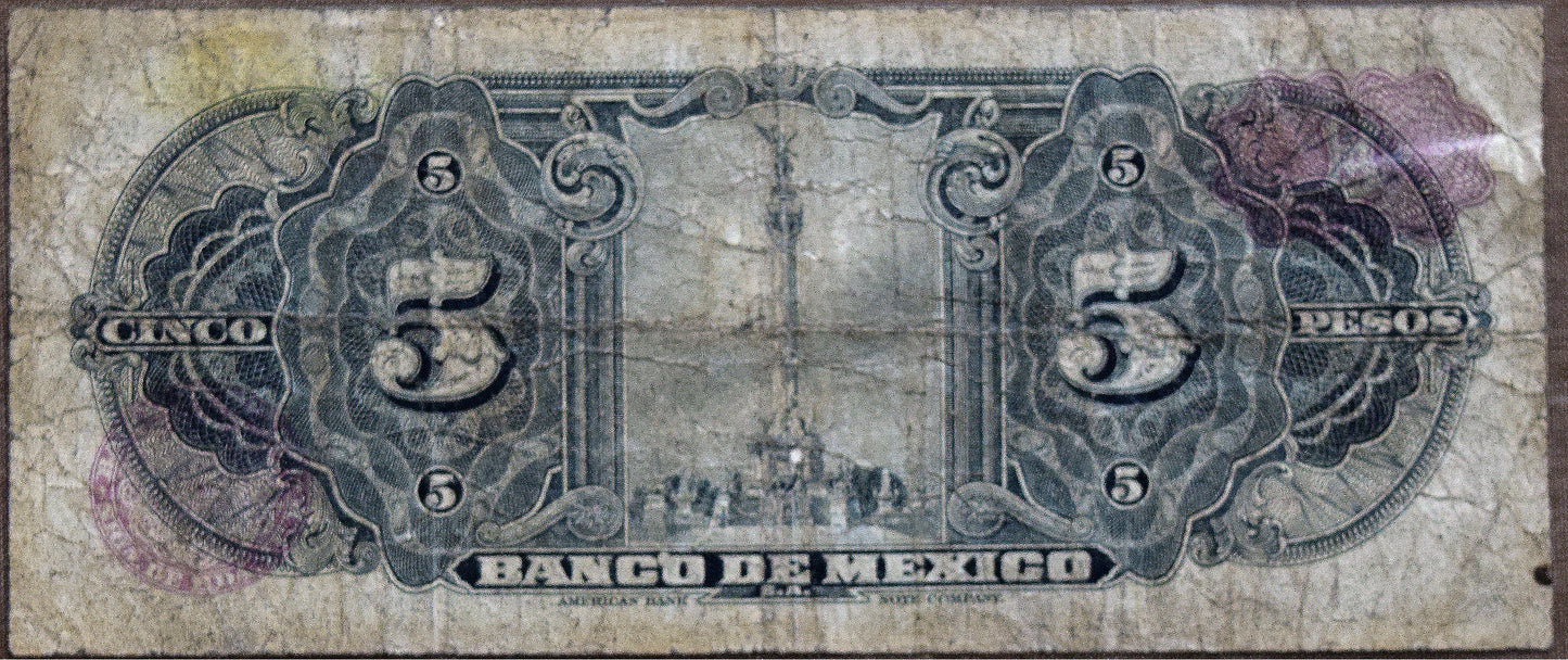 1961 Mexican 5 Peso bill