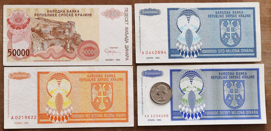 Over a Trillion! Serbian Krajina currency from 1993